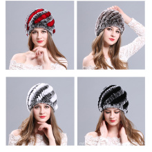 Dames d&#39;automne hiver beau chapeau de fourrure rabit manuel confortable